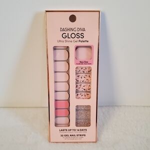 Dashing Diva Gloss Glitter Pink Ultra Shine Gel Palette 32 Gel Nail Strips